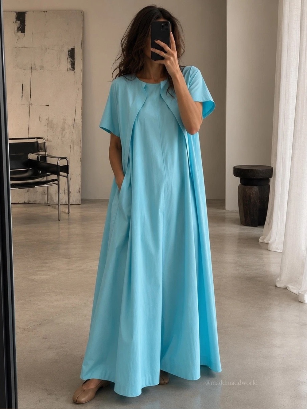 Maison Margiela Blue Cotton Maxi Dress